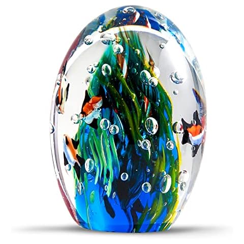 Hand Blown Underwater World of Glass,Office Paperweight Glass for Desk,Home Decor Collectible,Aquarium Decor,Office Decor Ocean Lovers (Underwater World of Glass) Cover