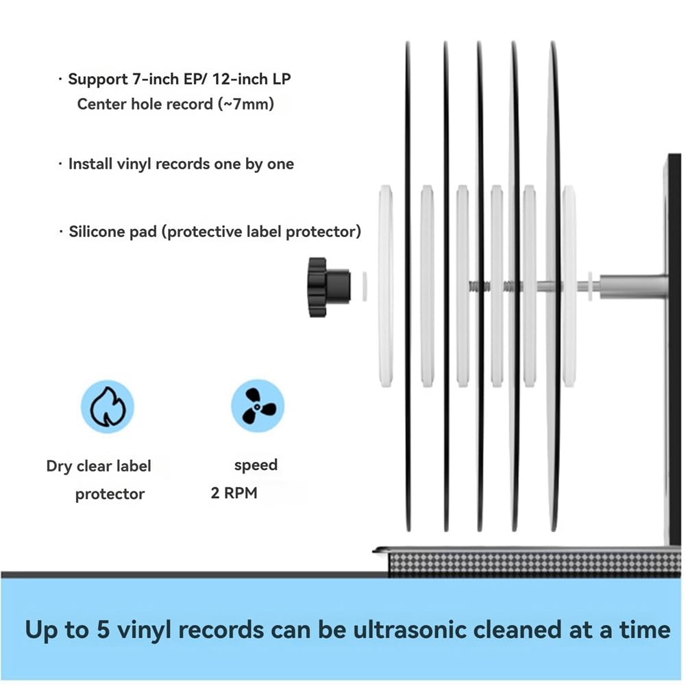 Supporto per pulitore a ultrasuoni per Dischi in Vinile - 2 Giri al Minuto per la Manutenzione dei Dischi in Vinile, Spina UK, Ideale per la Pulizia Essenziale dei Dischi