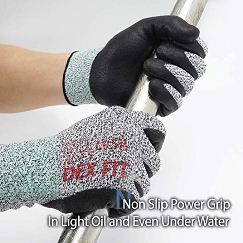 Image of Robust 3D Cut Safety Gloves CR533, Comfort Stretch Fit, Power Grip, Smart Touch, Thin & Lightweight, Durable Foam Nitrile Coating for Gardening & Mechanics, Grey Large 1 Pair