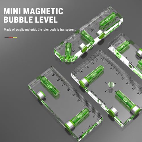 Miniatura 5 de Uadme Nivel Magnético De Bolsillo, Niveles De Burbuja De Alta Precisión, Mini Nivel De Burbuja, Con 2 Burbujas Diferentes 90 180 , Para Colgar Cuadros, Maquinista, Construcción 95x50x13mm