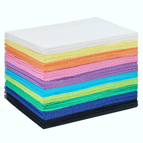 Colorful Dental Bibs Disposable Patient Bibs 13" x 18", 50 PCS Dentist Napkin Bib Tattoo Paper Napkins Lap Cloth 3 Ply Waterproof for Dentist or Medical Tray Cover - 10 Colors, 5Pcs Per Color