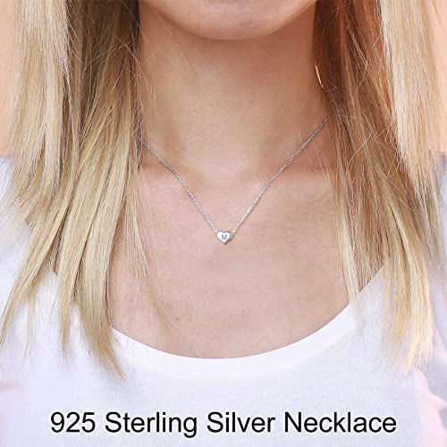 Silver Initial Pendant Necklaces 925 Sterling Silver Engraved Customized Heart Personalized Name Dainty Handmade Cute Heart Initial Q Tiny Pendant Necklaces Jewelry Gift For Women #TOP2
