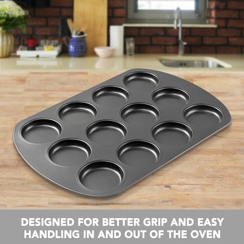 Tiawudi Muffin Top Pan, 12 Cavity Cupcake Pan, 3 Inch Nonstick Bakeware for Eggs, Cornbread, Cookies, Whoopie Pies and Yorkshire Pudding - Thumbnail 5