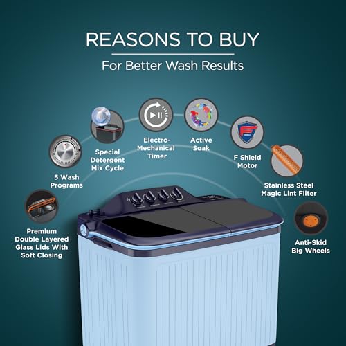 Lloyd GLWS125EPHIB Elante Pluss 12 Kg 5 Star Semi-Automatic Top Load Washing Machine Indigo Blue view 2