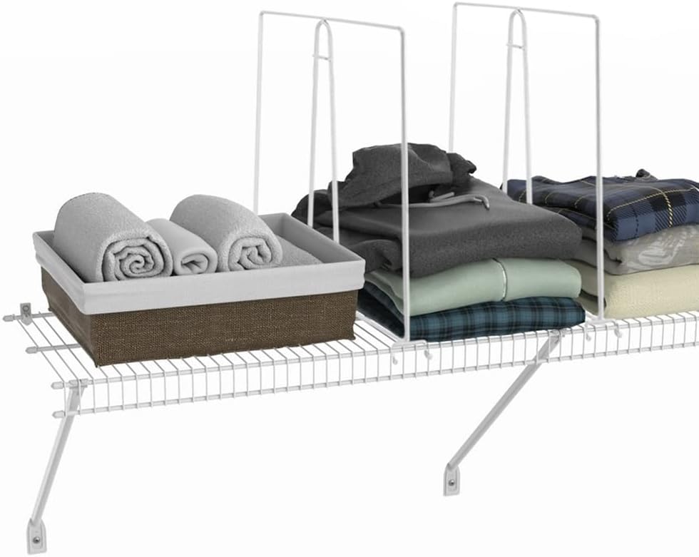 Shelf Divider for Wire Shelving - Sturdy Wire Closet Shelf Divider Organizer and Storage Separator to Tidy Wardrobe Clothes