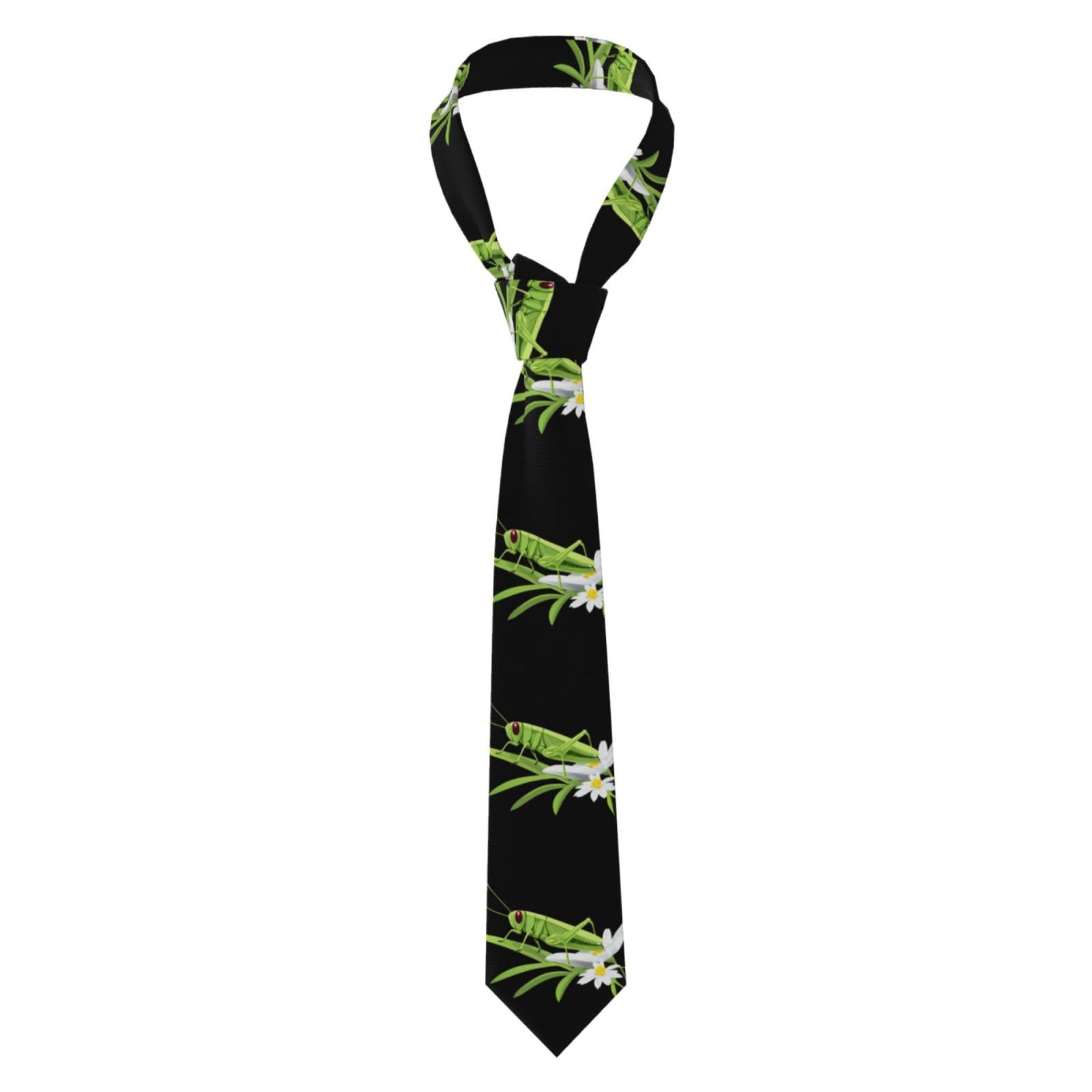 Men's Necktie WHJSHOP Grasshopper on flower Pattern for Business, Daily, Work, Birthday, Wedding, Party, Banquet, Gift