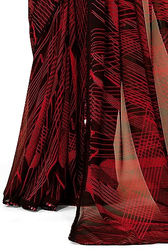 Image of MIRCHI FASHION Women Sari Georgette Chevron Printed | Modern Pattern Farewell and Festive Drape with Matching Blouse Piece