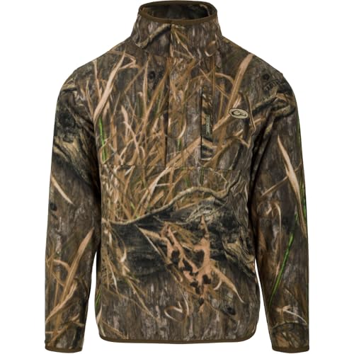 Drake Waterfowl Men's MST Camp Fleece 1/4 Placket Hunting Anti-Pill Moisture Wicking Camo Pullover w/Magnattach Chest Pocket