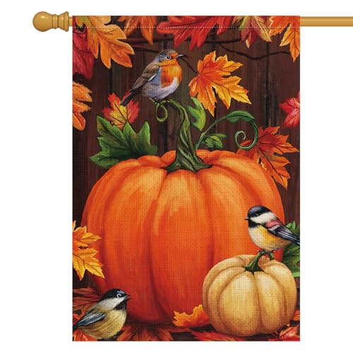 Mailbox Makeovers for October 7 Louise Maelys Welcome Fall Garden Flag 28x40 Inch Thanksgiving Pumpkin and birds Large Burlap Double Sided Outdoor Yard Flag Autumn Outside House Decoration (Only Flag)