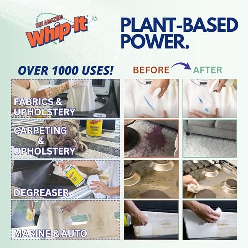 whip-it stain remover and concentrate kit 2-32oz concentrates amp 1-32 oz pro spray stain remover makes 64 bottles removes coffee wine baby stains pet stains plant based enzyme cleaner 500 uses
