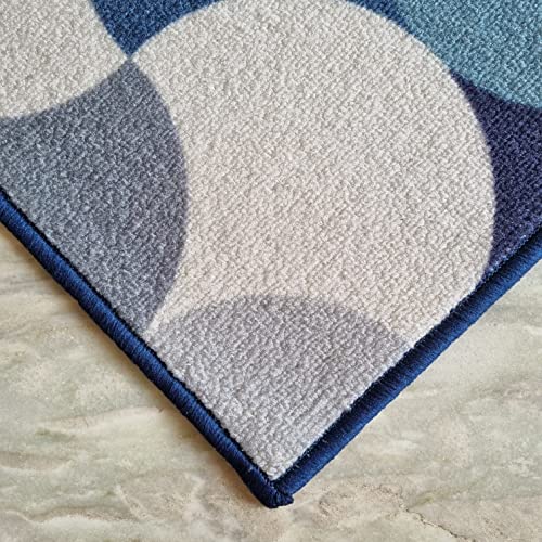 Image of Matz&More Pattern Circular Floor Mat | 40x60 CM | Blue Grey | Nylon Tufted Gel Baking Anti-Slip | Doormat for Home Entrance, Kitchen & Bedroom