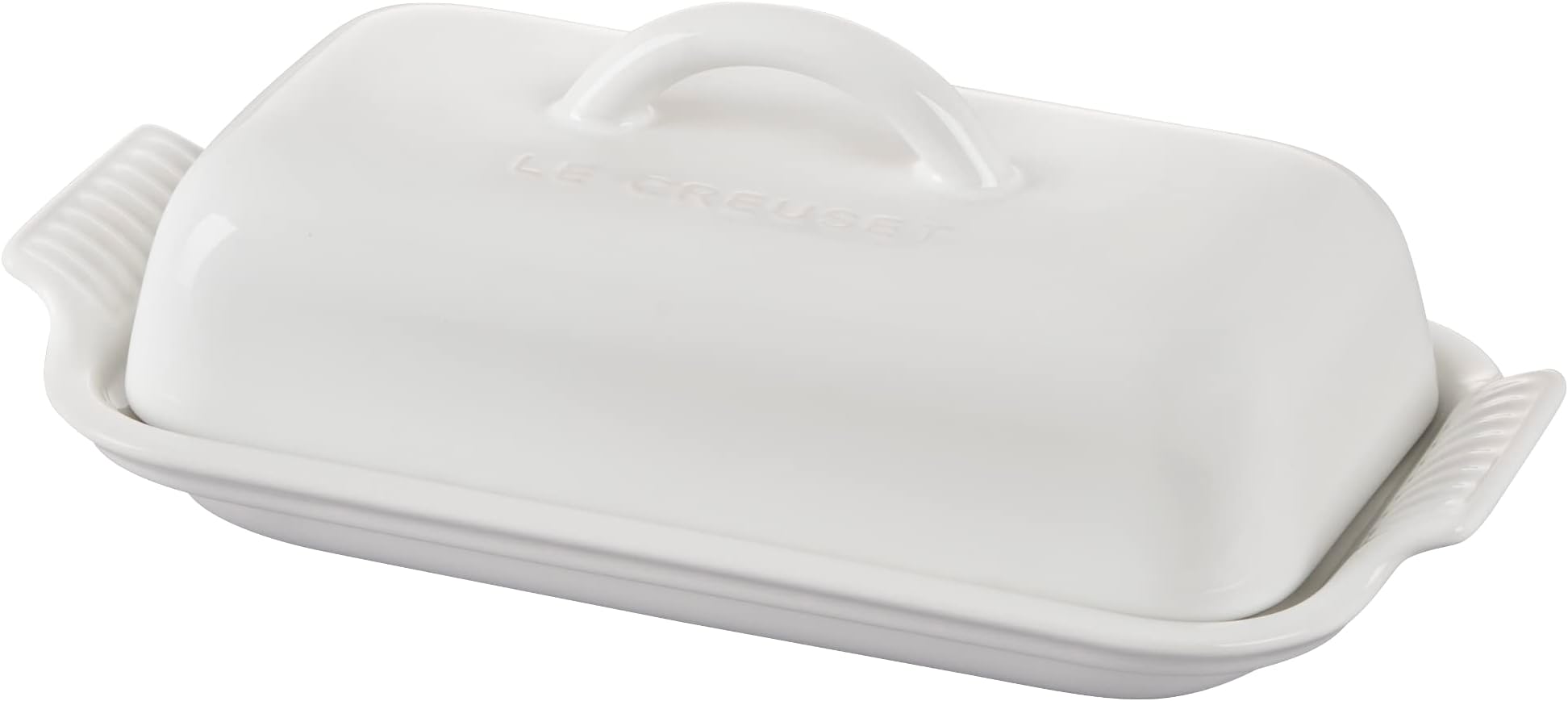 Stoneware Heritage Butter Dish, White