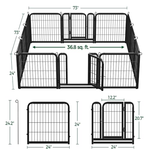 Image of Yaheetech 24in x 24ft Rustproof Foldable Metal Decorative Garden Fence | Durable Metal Frame, Tool-Free Quick Setup,Custom Multi-Shape,Fold Flat Storage, Multi-Scene For Garden Patio RV Camping