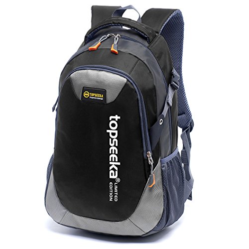 Outdoor Peak Unisex Juvenil Oxford Impermeable para Libros Mochila Laptop Bolsa Universidad Mochila Escolar Mochila Student daypacks – Bolsa de Viaje, Negro