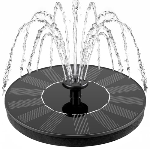 Mademax Solar Bird Bath Fountains, Upgrade 1.4W Solar Fountain Pump with 6 Nozzles, Free Standing...