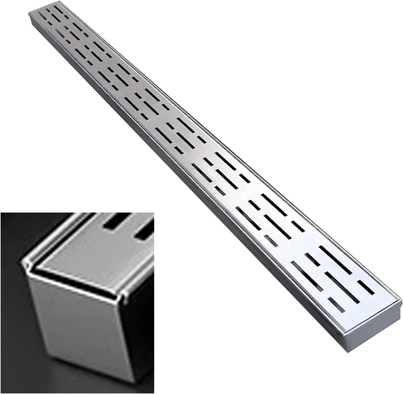 GLDYTVF Custom Trench Drain Kit with Outlet Stainless Steel Channel Drain for Driveway & Floor Water Diversion 10x5cm (4x2) Durable Trench Drainage System for Efficient Water Management
