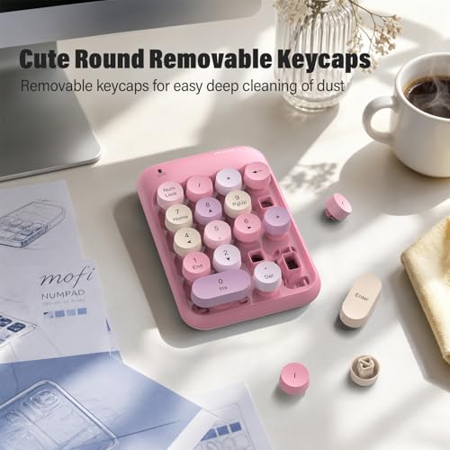 MOFII Wireless Number Pads, Colorful 2.4G Wireless 18 Keys Numeric Keypad Portable 10 Key Numpad for Financial Accounting, Laptop, PC, Computer, Notebook- Pink by MOFII - Used condition - Image 5