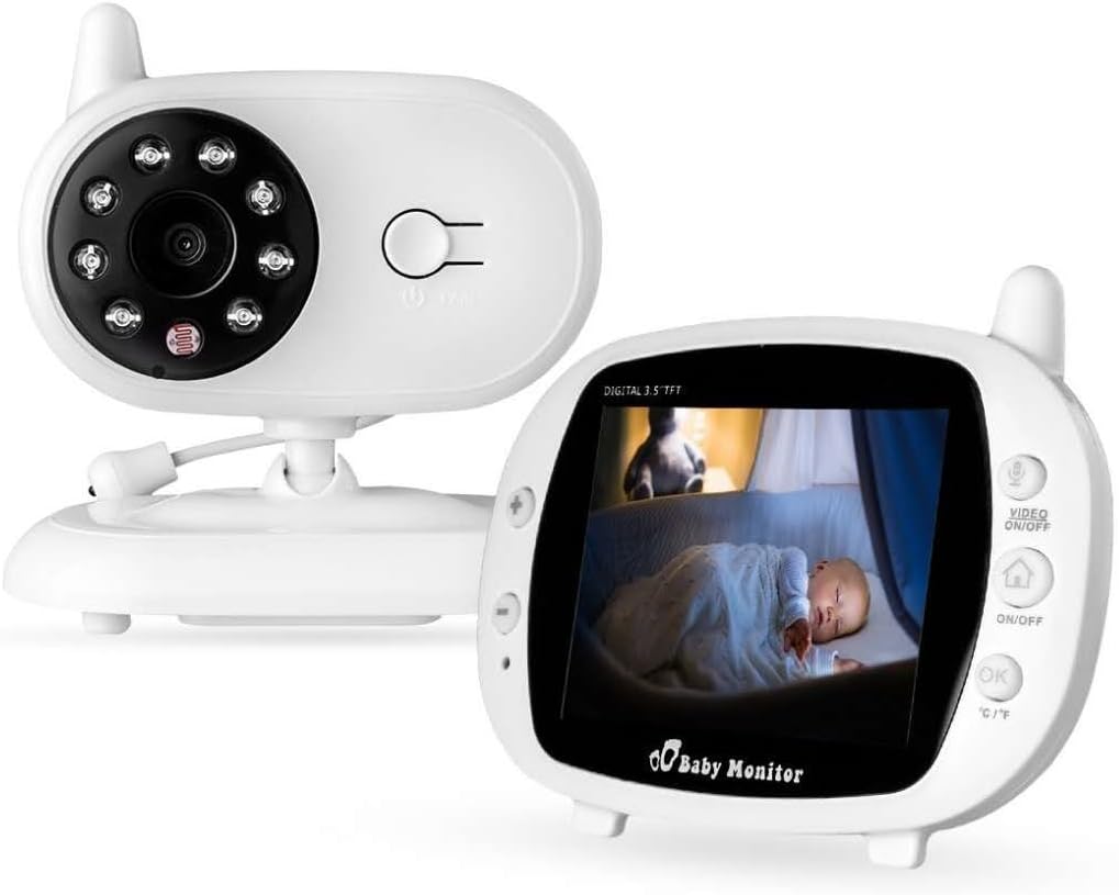 [2018 UPGRADED]Newest Video Baby Monitor - EtekStorm Monitor With 3.5''LCD Display,Digital Camera,Two Way Talk,Night Vision,Lullabies,Temperature Monitoring,Capacity Battery and Long Range.