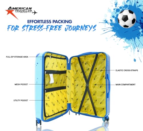 Image of AMERICAN TRAVELLER GlideSport Trolley Bags | 360 Disc Wheels | Durable Hard Shell, 360 Disk Wheels, TSA Type Lock, Heavy-Duty Lining, Football Splash