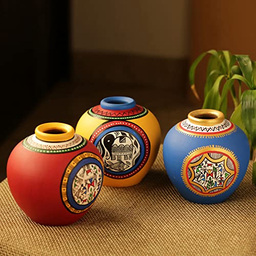 Best Decorative Vases: Glass vs Ceramic 99 ExclusiveLane 'Madhubani & Warli' Terracotta Flower Vase for Livi...