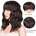AISI HAIR Short Bob Curly Wig Synthetic Natural Color Dark Brown Wig with Bangs Natural Looking Heat Resistant Hair Wigs