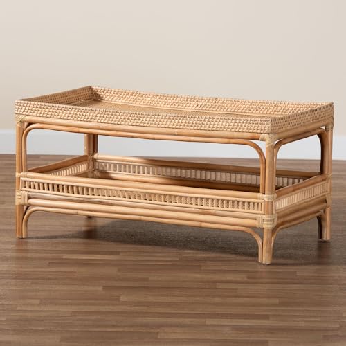 Bali & pari Lombok Modern Bohemian Natural Rattan Coffee Table by bali & pari - Used condition - Image 8