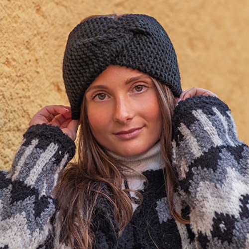 Colours-Beauty-Bandeau-de-cheveux-pour-femme-en-laine-Made-in-Italy-Noir-Cache-oreilles-pour-femme-dhiver-Protege-oreilles-femme-tricote-Serre-tete-pour-cheveux-Bande-Elastique-Cheveux