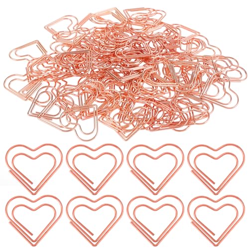 100 clips de papel en forma de corazón, clips de papel grandes, o...