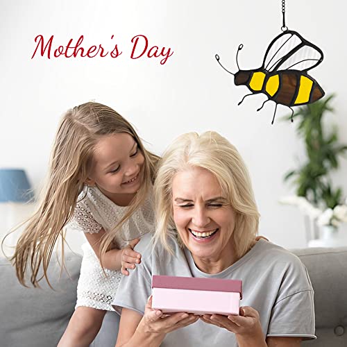 Haosum Bee Suncatcher Stained Glass Window Hangings Honey Bee Gifts For Women Gifts For Lover For Mom/Grandma Gifts/Birthday Gifts For Her #TOP1