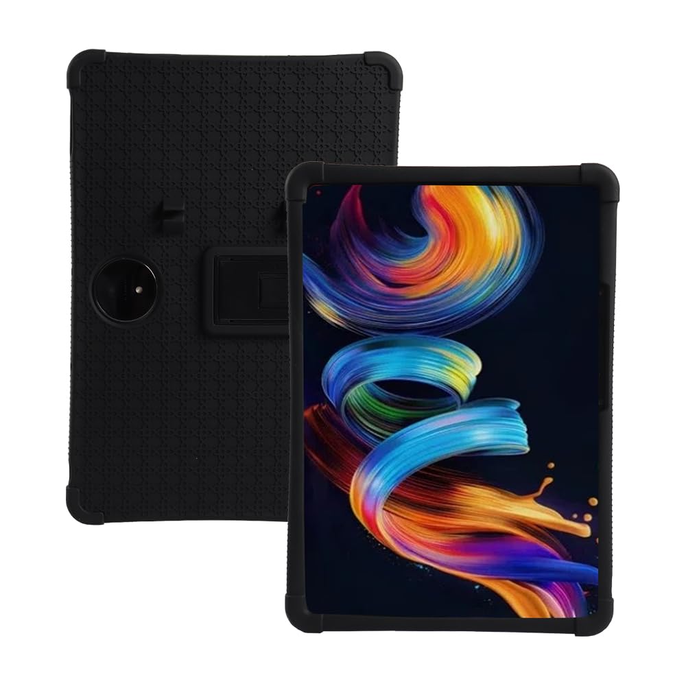 4 Cornors - Funda de silicona a prueba de golpes compatible con tablet Fro TCL NxtPaper 11 Plus 11.5 (9469x) con soporte plegable, protección completa (TCL NxtPaper 11 Plus 11.5 (9469x) negro)