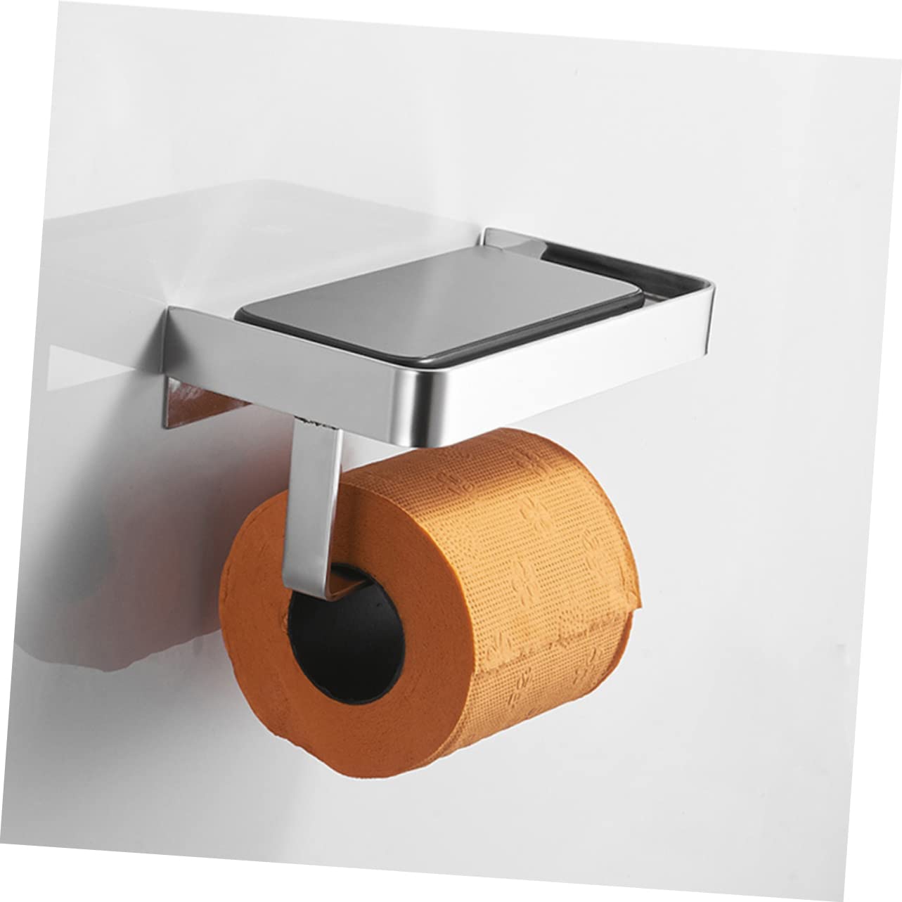GALPADA Muro Telefono Igienica Acciaio da Porta Inossidabile Carta e con Funzionale Ripiano Antiscivolo Colore Argento Resistente per Bagno Toilette