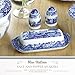 Spode Blue Italian Porcelain Salt and Pepper Shakers - 3 Inch Tabletop Spice Set with Decorative Imari Border & Italian Countryside Scene - Refillable Shaker Pair for Dining, Essential Kitchen Tools