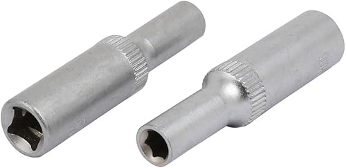 IIVVERR Llave cuadrada de 14 de pulgada, hexagonal de 0.197 in, 6 puntos, tono plateado, 2 piezas (unidad cuadrada de 14 de pulgada de 0.197 in,