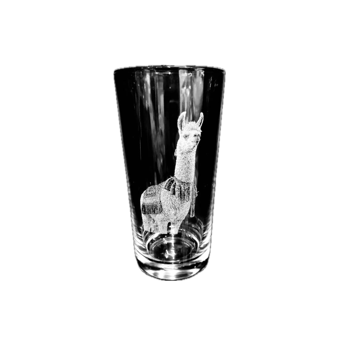 Animal Engraved Glass - Personalised Etched, Gift, Wine, Pint, Whiskey, Gin, Decanter, Cup, Tea, Shot, Christmas, Birthday, Brandy, Coffee, Mug, Beer, Set, vase, Bottle, Wedding, (Llama)