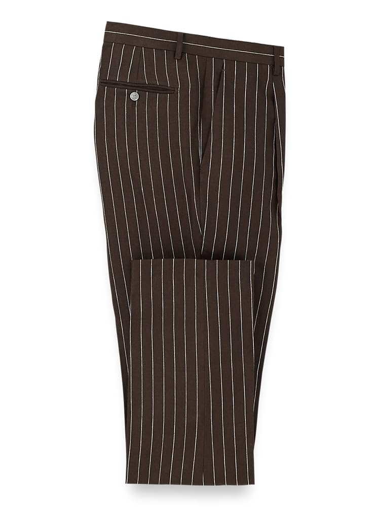 Paul FredrickMen's Linen Pinstripe Single Pleat Suit Pants