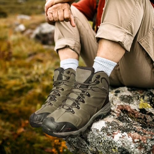 Image of NORTIV 8 Men's Ankle High Waterproof Hiking Boots Outdoor Lightweight Shoes Trekking Trails Armadillo