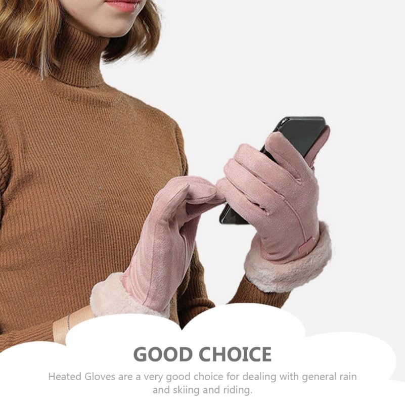 Guantes calefactables mujer rosa con USB impermeables para moto y esquí 4