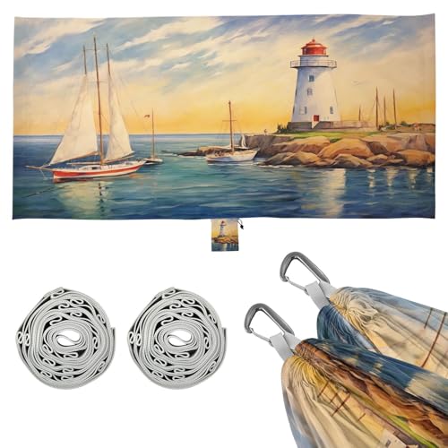 Haskirky Lighthouse Camping Hammock, Single Portable Hammocks with Tree Straps & Attached Carry Bag, 330Lbs Capacity Perfect for Outside Indoor Hiking Beach Backpack Travel