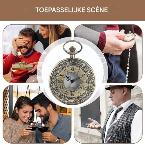Retro Christmas Gift Watch, Graduation Pocket Watch Gift, Unique Fathers Day Timepiece, Antique Mens Pocket Watch, Chain Pocket Watch for Men, Retro Mechanical Timepiece, Elegant Mens Pocket Watch, Gr - Afbeelding 5