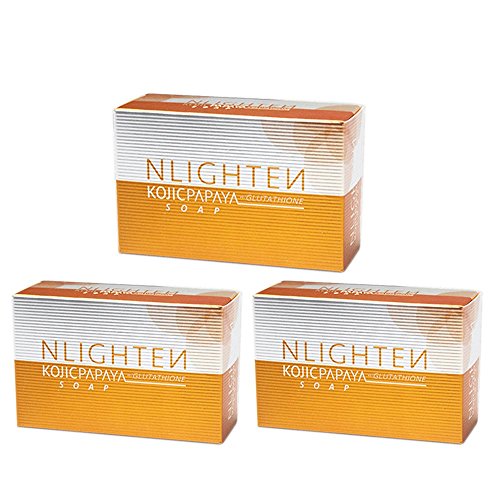 THREE (3) NLIGHTEN KOJIC PAPAYA AND GLUTATHIONE SOAP BARS by NWORLD