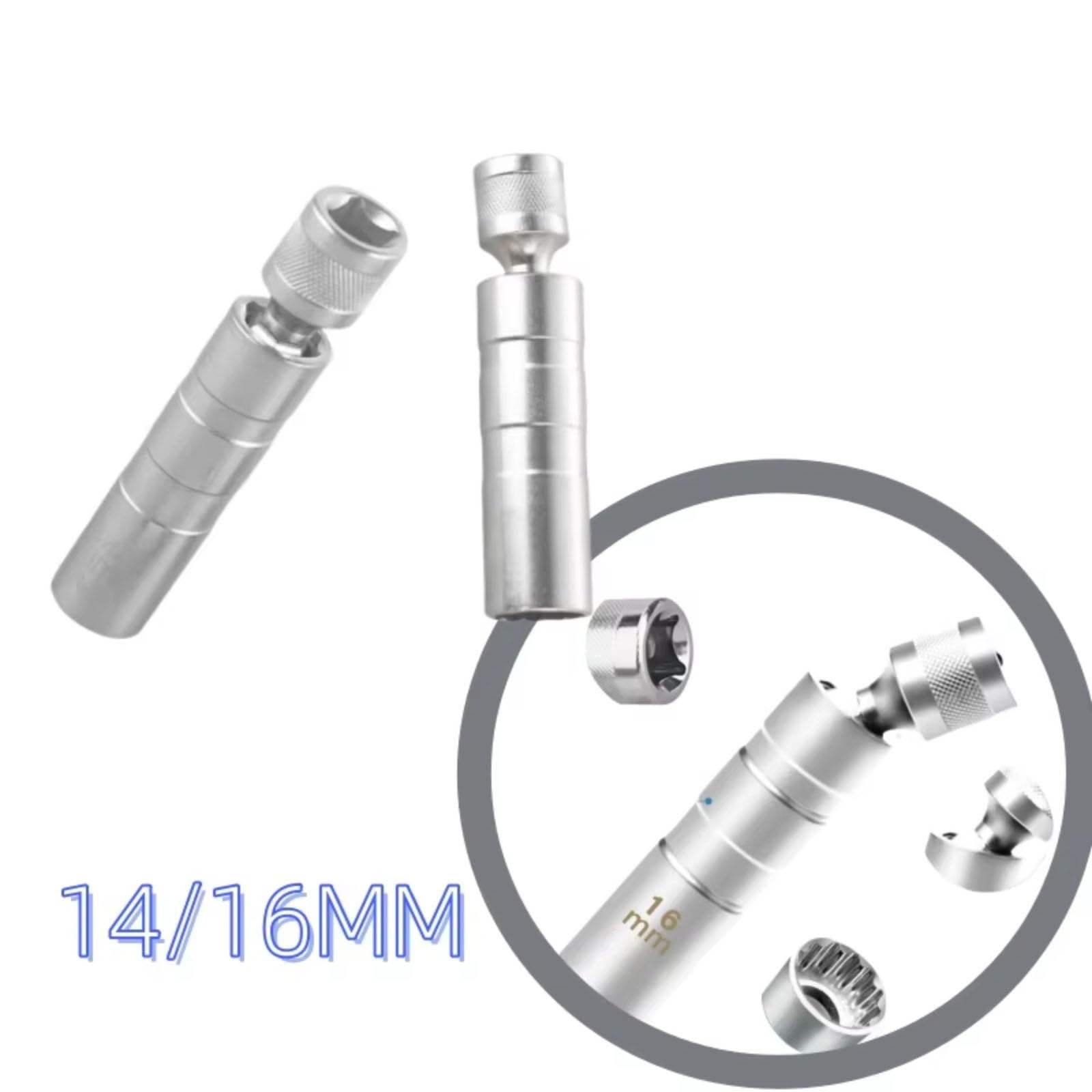 Juego Llaves Tubo para Bujía Magnética Junta Universal Pared Delgada Adaptador Flexible Unidad Herramienta Reparación De Automóviles Juego de Llave para Bujías