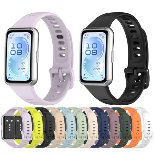 ZLYLVRC 12-Pack Soft Silicone Band Compatible with Huawei Band 11/11 Pro / 11 NFC, Sports Watch Wrist Strap for Huawei Band 11 Series, Adjustable Wristband