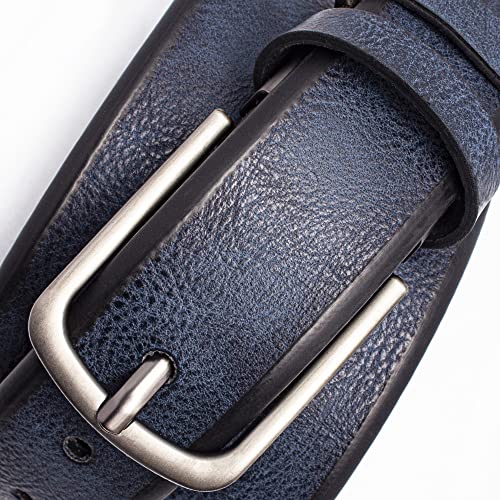 Doopai Belts For Men, Men's Dress Belt Casual Wear Jeans Belt 1.25", Blue Belt Classic Fashion Design, Adjustable Trim To Fit Everywhere #TOP2