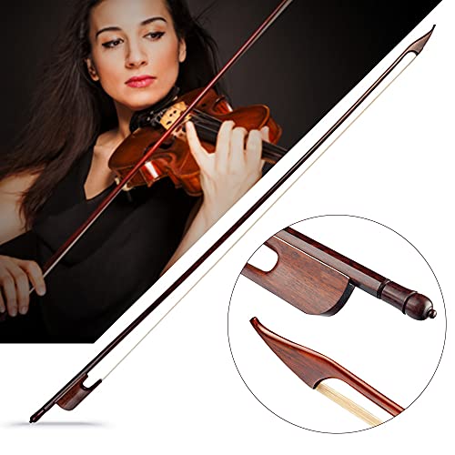 Mingzhe Arco de Violino 4/4 Estilo Snakewood Bastão Redondo Snakewood Crina de Cavalo Branco Bem Equ