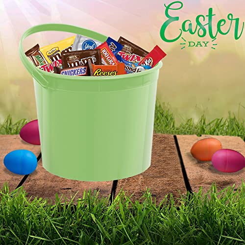 Green Easter Bucket With 3Lbs Individually Wrapped Snacks Of Chocolate Candy, Easter Decor With Mini Chocolate Bars And Snacks, Care Package And Easter Basket Ideas #TOP4