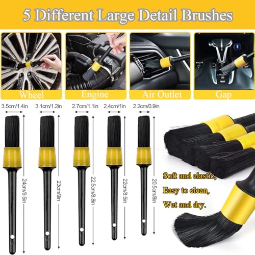 zycBernoi 35 Pcs Car Cleaning Wash Kit, Car Cleaning Supplies, Car Cleaning Accessories with Car Wax, Professional Car Detailing Brush, Auto Detailing Drill Brush Set, Perfect for Cars and Bikes - Image 4