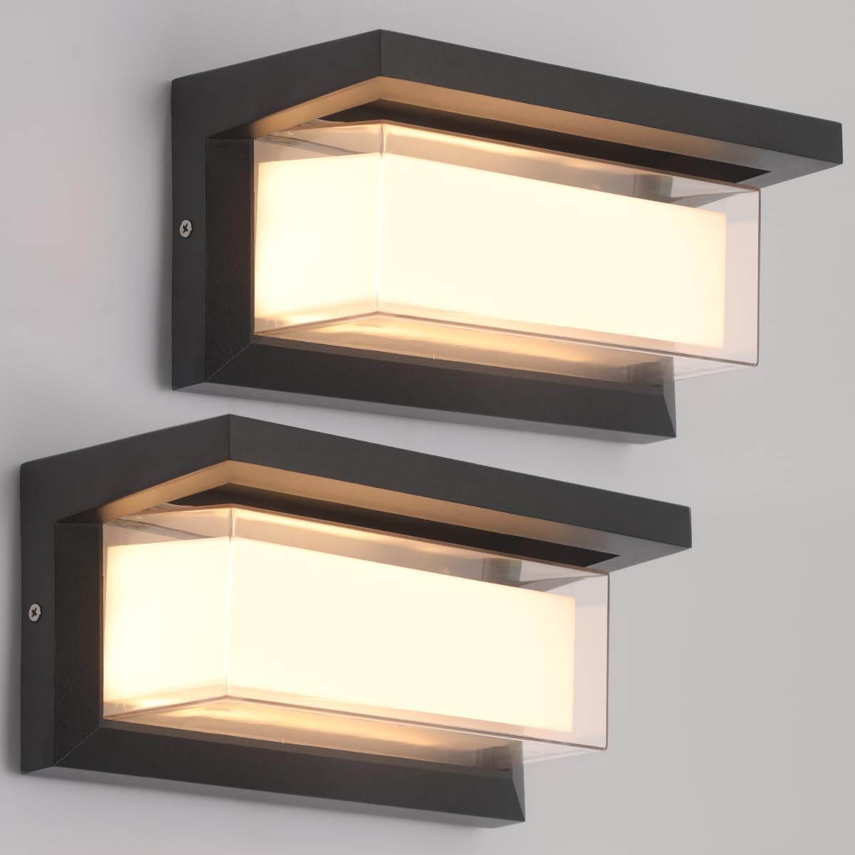 Outdoor Lights for House 24W Exterior Lighting Fixtures 3-Color Adjustable 2200LM IP65 Waterproof Aluminum Exterior Wall Light Compatible with Dimmers for Patio, Yard, Back Yard 2 Pack