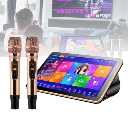 Máquina de karaoke con pantalla táctil, micrófono inalámbrico y control de aplicación para entretenimiento en casa