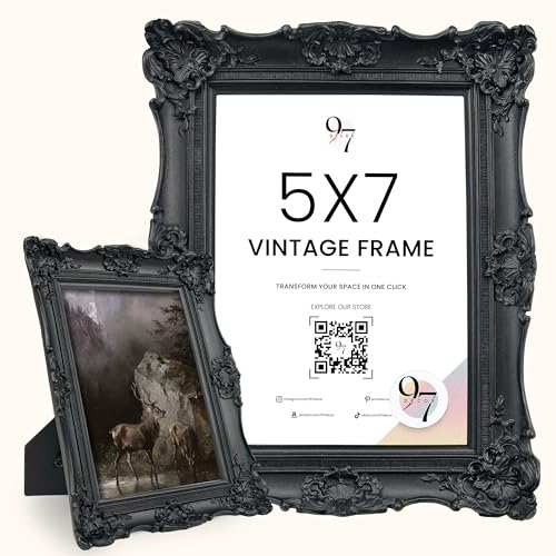 97 Decor Black Gothic Picture Frame 5x7 - Small Vintage