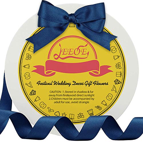 Image of Double Face Navy Blue Satin Ribbon 5 /8 inch X 50 Yards Polyester Navy Blue Ribbon for Gift Wrapping Very Suitable for Weddings Party Invitation Decorations and More